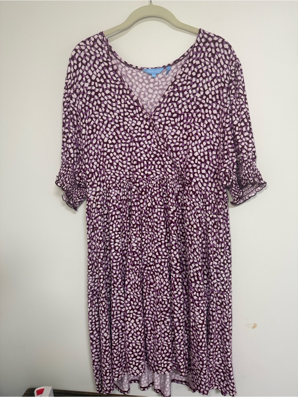 Draper James Purple Printed Wrap-Style Stretchy Dress